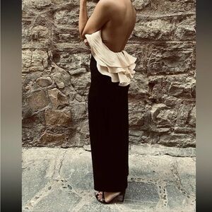 SOLD——ZARA Backless, Dramatic Ruffle, Black, Size Small